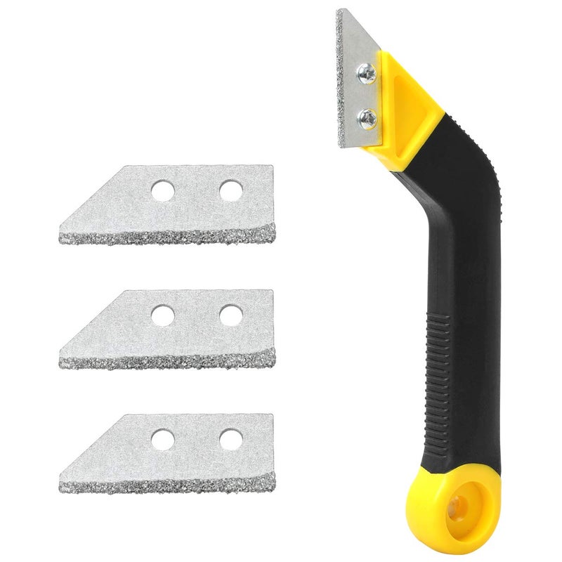 Coitak Tile Grout Saw Angled Grout Saw with 3 Pieces Extra Blades Replacement Grout Removal Tool for Tile Cleaning