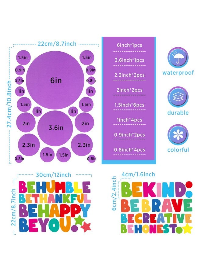 TaoBary 332 Pieces Polka Dots Wall Sticker Rainbow Colorful Inspirational Circle Wall Decal Motivational Phrases Sticker Letter Sticker Be Thankful Be Brave Decal For Classroom Nursery Playroom School - Image 3