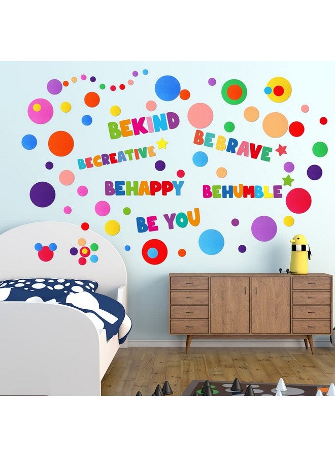 TaoBary 332 Pieces Polka Dots Wall Sticker Rainbow Colorful Inspirational Circle Wall Decal Motivational Phrases Sticker Letter Sticker Be Thankful Be Brave Decal For Classroom Nursery Playroom School - Image 5