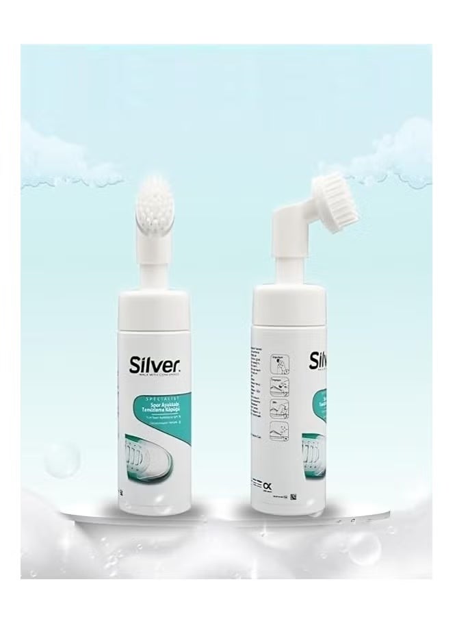Silver Foaming protection for sports shoes, spray foam for cleaning sports shoes, whitening sports shoes, cleaning sports shoes, whitening and yellowing of edges (150 ml) - Image 2