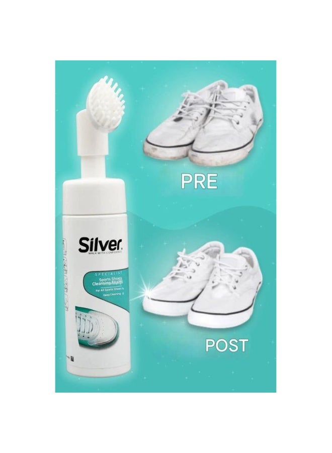 Silver Foaming protection for sports shoes, spray foam for cleaning sports shoes, whitening sports shoes, cleaning sports shoes, whitening and yellowing of edges (150 ml) - Image 5