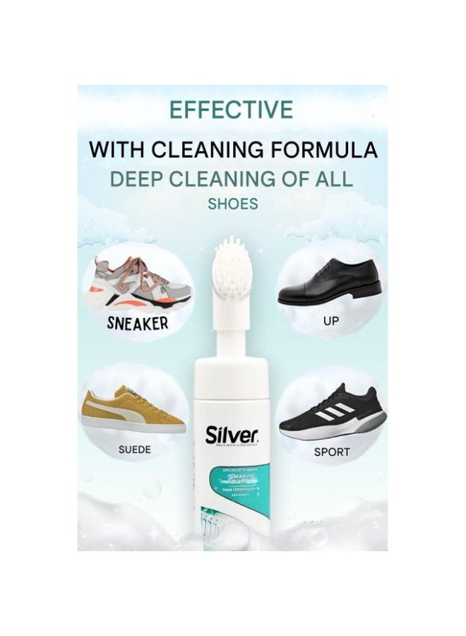 Silver Foaming protection for sports shoes, spray foam for cleaning sports shoes, whitening sports shoes, cleaning sports shoes, whitening and yellowing of edges (150 ml) - Image 3
