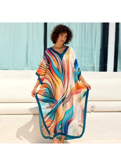 Beach Blouse Cotton Positioning Print Holiday Robe Cross Border (5 Colors) F1135 F-Color:F1135-5 Color Geometric Abstract-