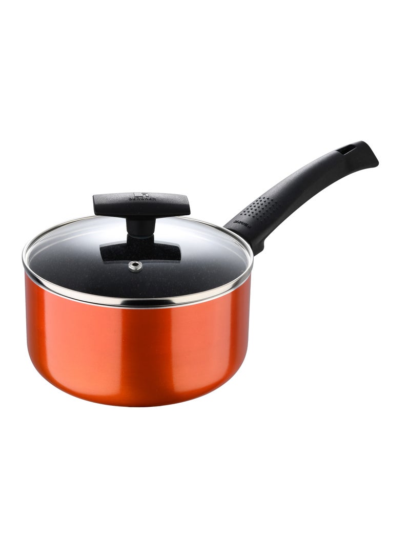BERGNER طقم أواني الطهي SHINE 7 قطع، طقم طهي من الألمنيوم المضغوط، أواني طهي بطلاء رخام + غير لاصق، طقم قدرات طهي بقاعدة تحريض، مناسب لجميع المواقد، لون برتقالي معدني، BG34660OR - Image 3