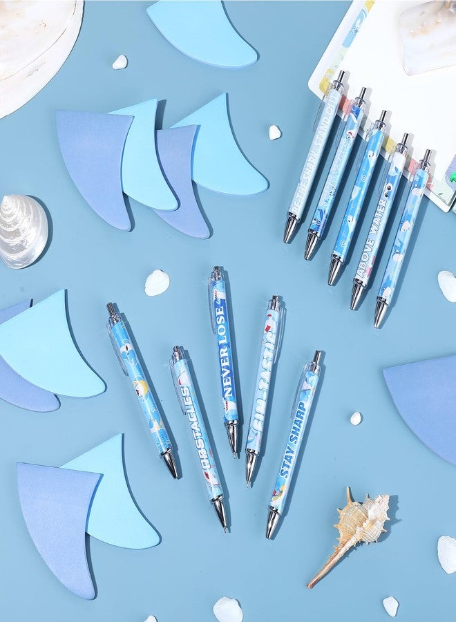 Wayyogh Shark Party Favors Ballpoint Pens Shark Fin Sticky Notes Set Decorations Shark Stocking Stuffers Inspirational Cute Ocean Birthday Party Decor for Under the Sea Marine Bday Supplies,Black Ink - Image 2