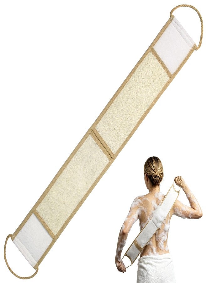 HillSpring Natural Loofah Back Scrubber, Double-Sided Exfoliating Body Scrubber with Handy Strap for Deep Cleaning, Durable Bath Shower Luffa Sponges for Men and Women (Brown) - Image 1
