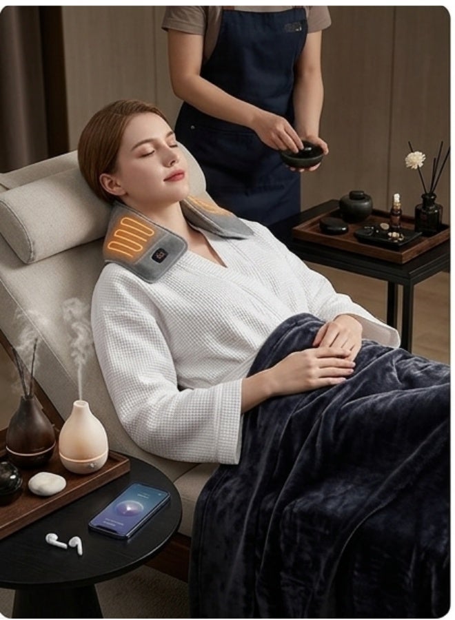 Multifunctional electric heating pad for neck, shoulders, back, and waist; heat therapy belt for heat and pain relief with adjustable heat settings; soft velvet design; USB rechargeable for use in the office, home, and while traveling. - Image 3