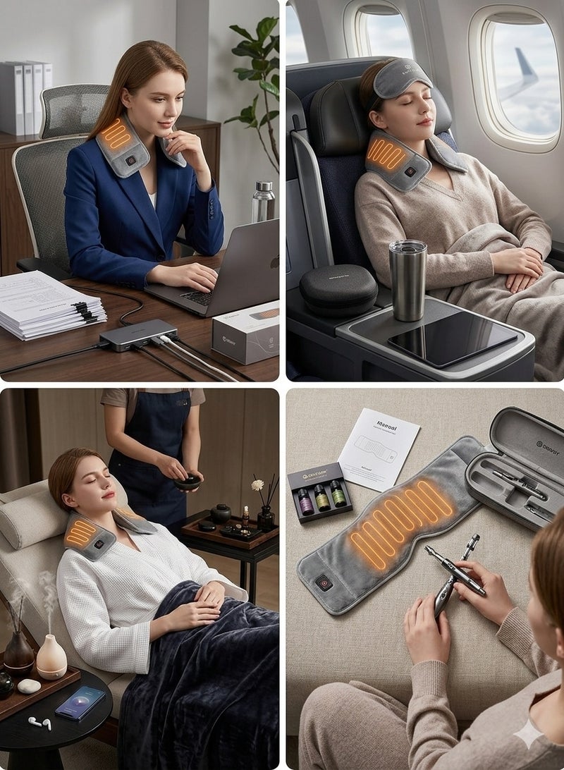 Multifunctional electric heating pad for neck, shoulders, back, and waist; heat therapy belt for heat and pain relief with adjustable heat settings; soft velvet design; USB rechargeable for use in the office, home, and while traveling. - Image 5