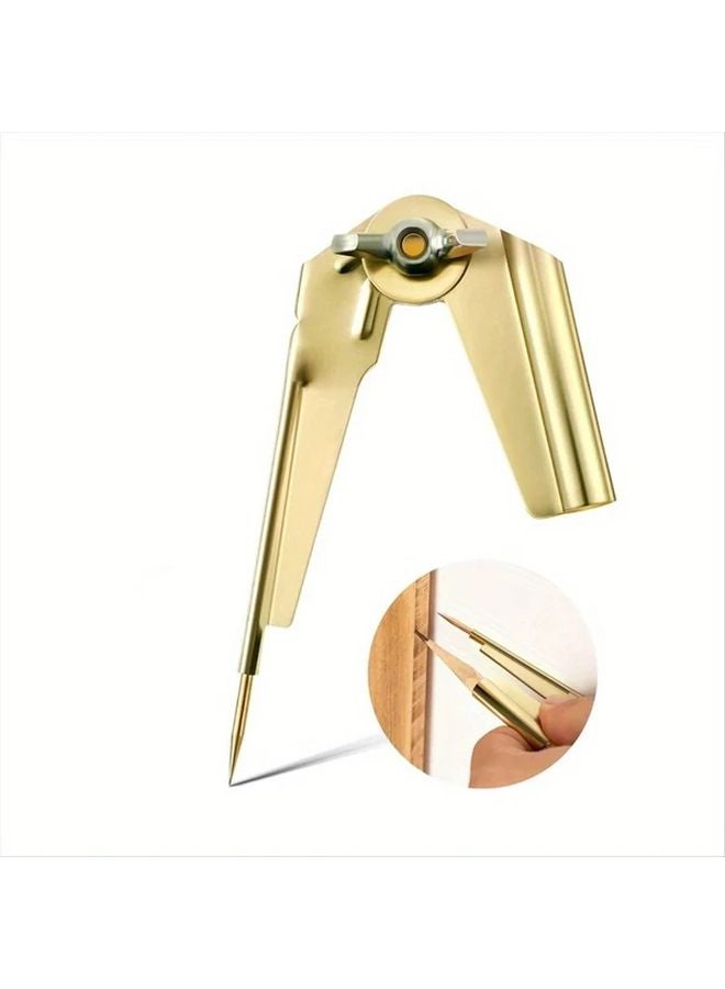 1pc Brass Plated Steel Scriber Compass Tool For Woodworking Architectural Drawing - Image 3