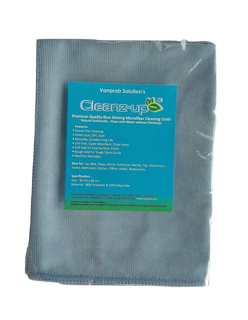 Cleanz-up Cleanzup Microfiber Cloth Use Wet Without Cleaner Absorbent Durable Washable Streak Free Use for Car Bike Laptop Optics Lens Glass Mirror etc 40x40cm 2 pc