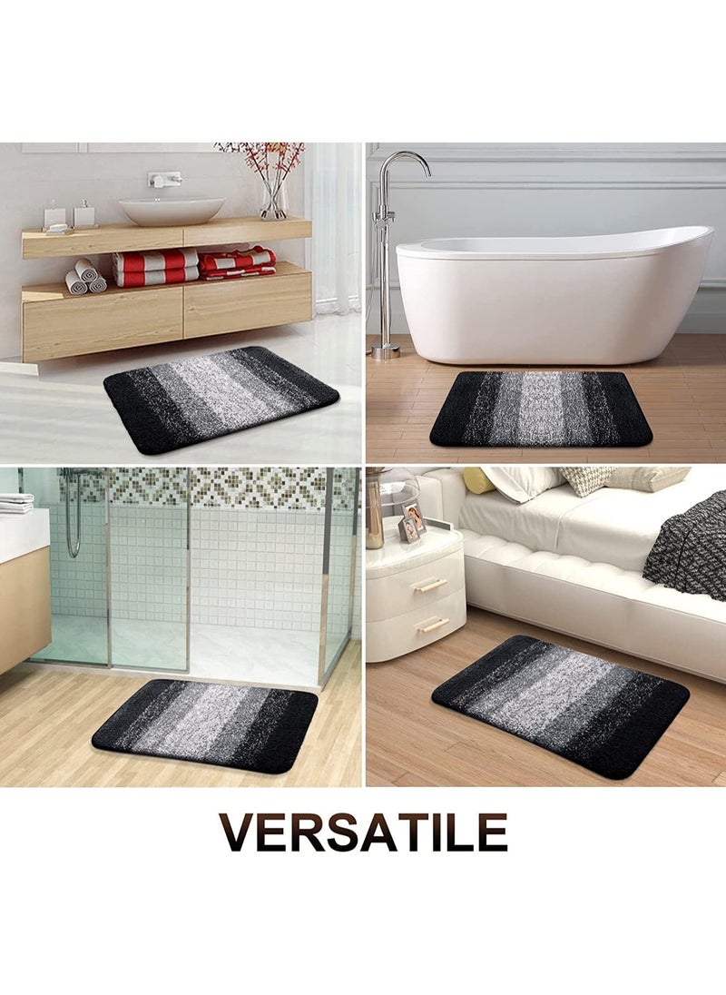 Arabest Luxury 50x80cm Bathroom Rug Mat,Extra Soft and Absorbent Microfiber Bath Rugs, Non-Slip Plush Shaggy Bath Carpet, Machine Wash Dry (Black,20" x 32")  - Image 3