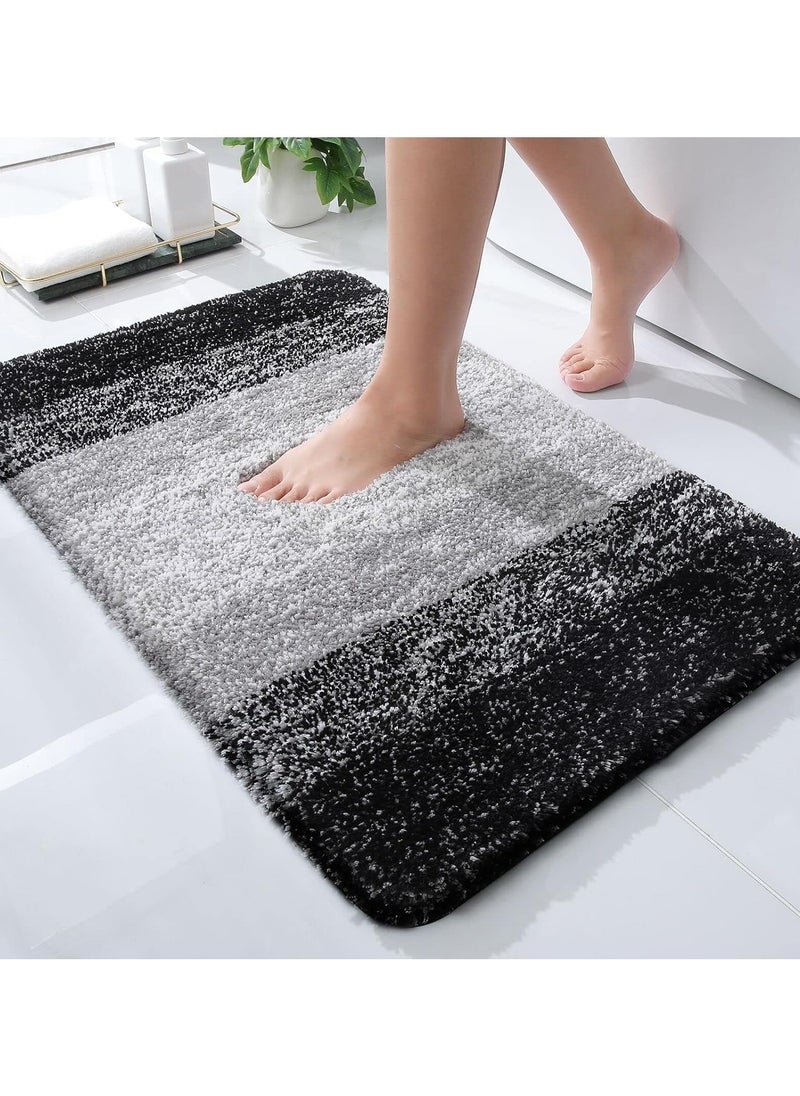 Arabest Luxury 50x80cm Bathroom Rug Mat,Extra Soft and Absorbent Microfiber Bath Rugs, Non-Slip Plush Shaggy Bath Carpet, Machine Wash Dry (Black,20" x 32")  - Image 1