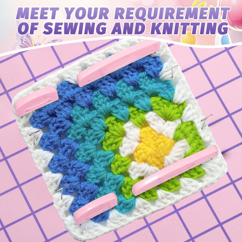 Opstin 120Pcs Knit Blocking Pins Kit, Blocking Pins for Knitting, Knit Blocking Pins for Blocking Mats, 20 Knit Blockers Pins Kit, Crochet Blocking Pins, Knit Blocking Combs with 100 T-Pins and Storage Box - Image 5