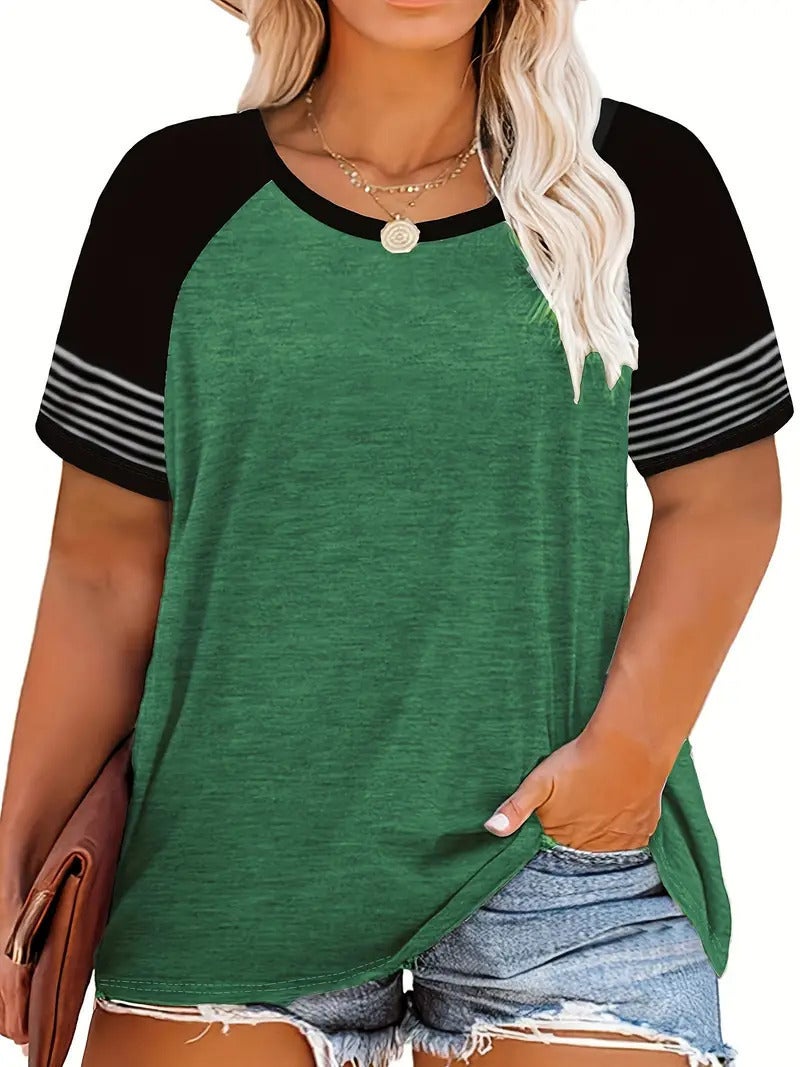 American Retro Raglan Short-Sleeved T-Shirt Women'S Summer Loose Top Fashion 3D Printed Large Size Bottoming Shirt - Image 1