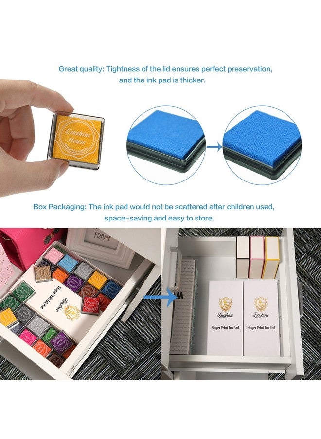إل صن شاين مجموعة طوابع Lsushine Craft Ink Pads Partner DIY Color، 20 لونًا من ألوان قوس قزح على شكل إصبع للأطفال (عبوة من 20 قطعة) - Image 3
