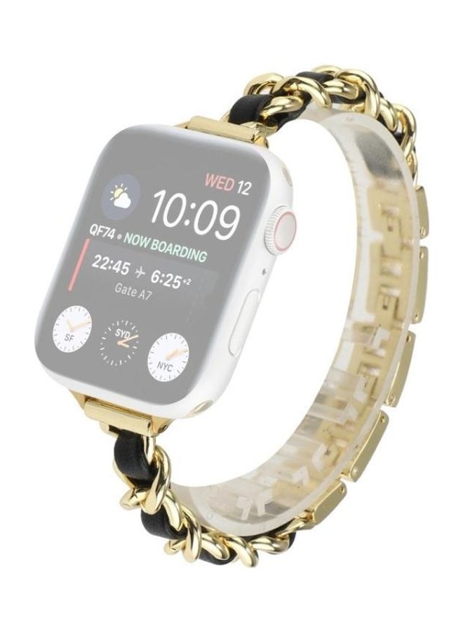 NIBEMINENT Replacement Watch Band For Apple Series 7 41mm/6 & SE 5 4 40mm/3 2 1 38mm Gold/Black - Image 1