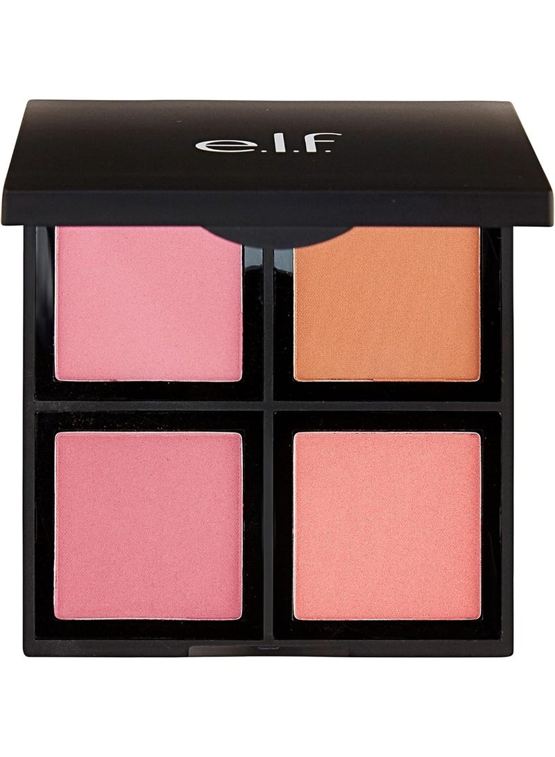 إلف لوحة أحمر الخدود البودرة من مستحضرات التجميل، أربعة درجات من أحمر الخدود للحصول على لون جميل يدوم طويلاً، خفيف - Image 1