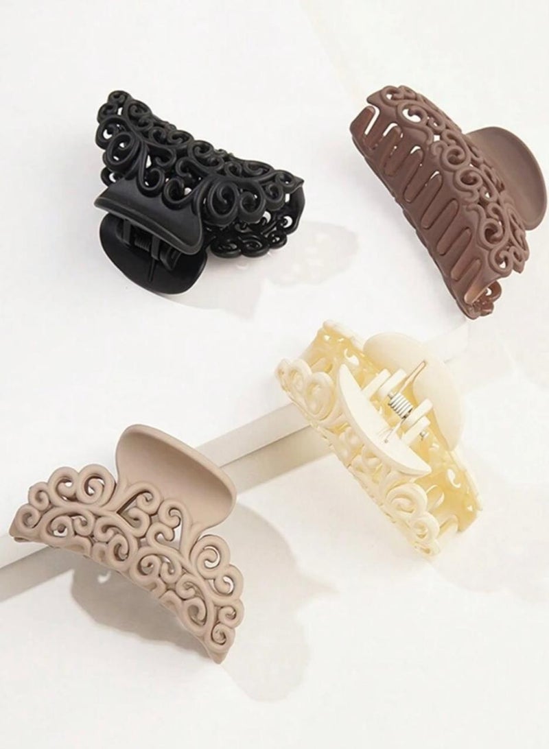 مجموعة مشابك شعر بألوان مختلفة، 4 قطع، مصنوعة من البلاستيك المطفي. - Image 1