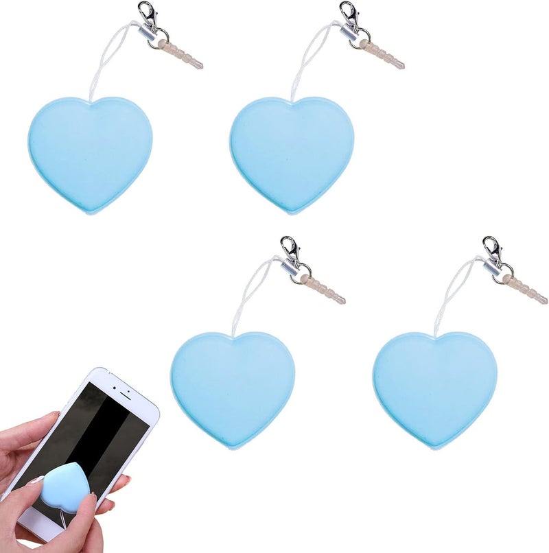 comfrt Heart-Shaped Macaron Screen Glass Cleaner - 1/2/4/6PC Mobile Phone Screen Wipes Lens Cleaner - Creative Screen Glass Cleaning Wipe Brush - Portable Keychain Key Pendant Gift (Blue-4PC) - Image 1