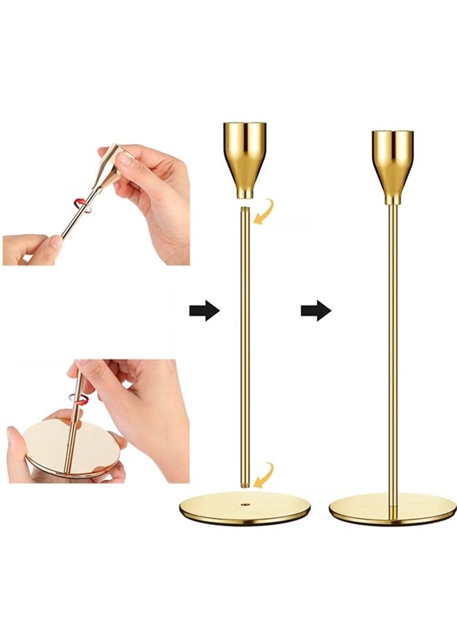 Beauenty 3pcs Gold Candle Holders,For Taper Candle,Candle Sticks,Candlestick Holder,Table Centerpiece Decorative,Decorative Candlestick Holder For Wedding,Dinning,Party,Living Room  - Image 4