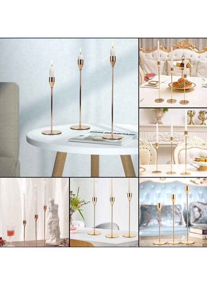 Beauenty 3pcs Gold Candle Holders,For Taper Candle,Candle Sticks,Candlestick Holder,Table Centerpiece Decorative,Decorative Candlestick Holder For Wedding,Dinning,Party,Living Room  - Image 5