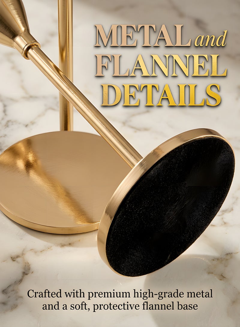 بيوينتي 3 قطع من حاملات الشموع الذهبية، لشمعة رفيعة، مزينة لوضعها على الطاولة في الحفلات والمناسبات. - Image 5