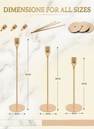 3pcs Gold Candle Holders,For Taper Candle,Candle Sticks,Candlestick Holder,Table Centerpiece Decorative,Decorative Candlestick Holder For Wedding,Dinning,Party,Living Room - view 4