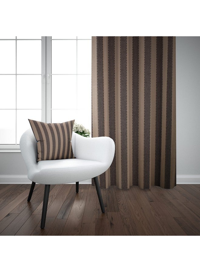 Tidy Tidy Cotton Room Darkening Striped Pattern Loop Curtain - Set of 2 Pieces (Beige Color, Window - 5 Feet Length x 4 Feet Width) - Image 1