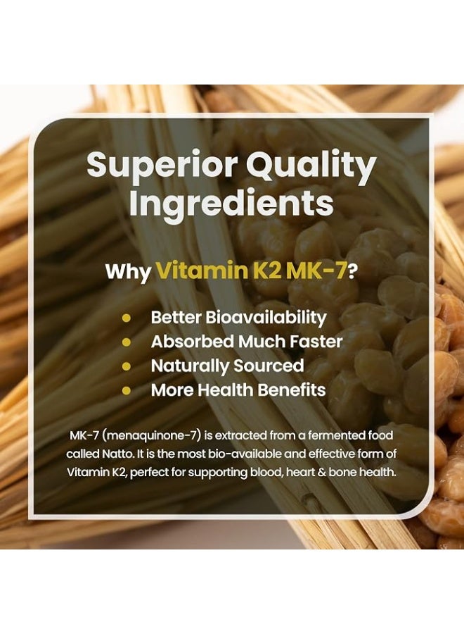 فيتابرايت مكمل فيتامين K2 MK-7 بتركيز 100 ميكروغرام | 120 كبسولة نباتية | مصدر طبيعي لميناكينون-7 (MK-7) من الناتو | تركيبة عالية القوة | يدعم صحة العظام والقلب وتنظيم الكالسيوم | سهل البلع | صُنع في المملكة المتحدة - Image 3