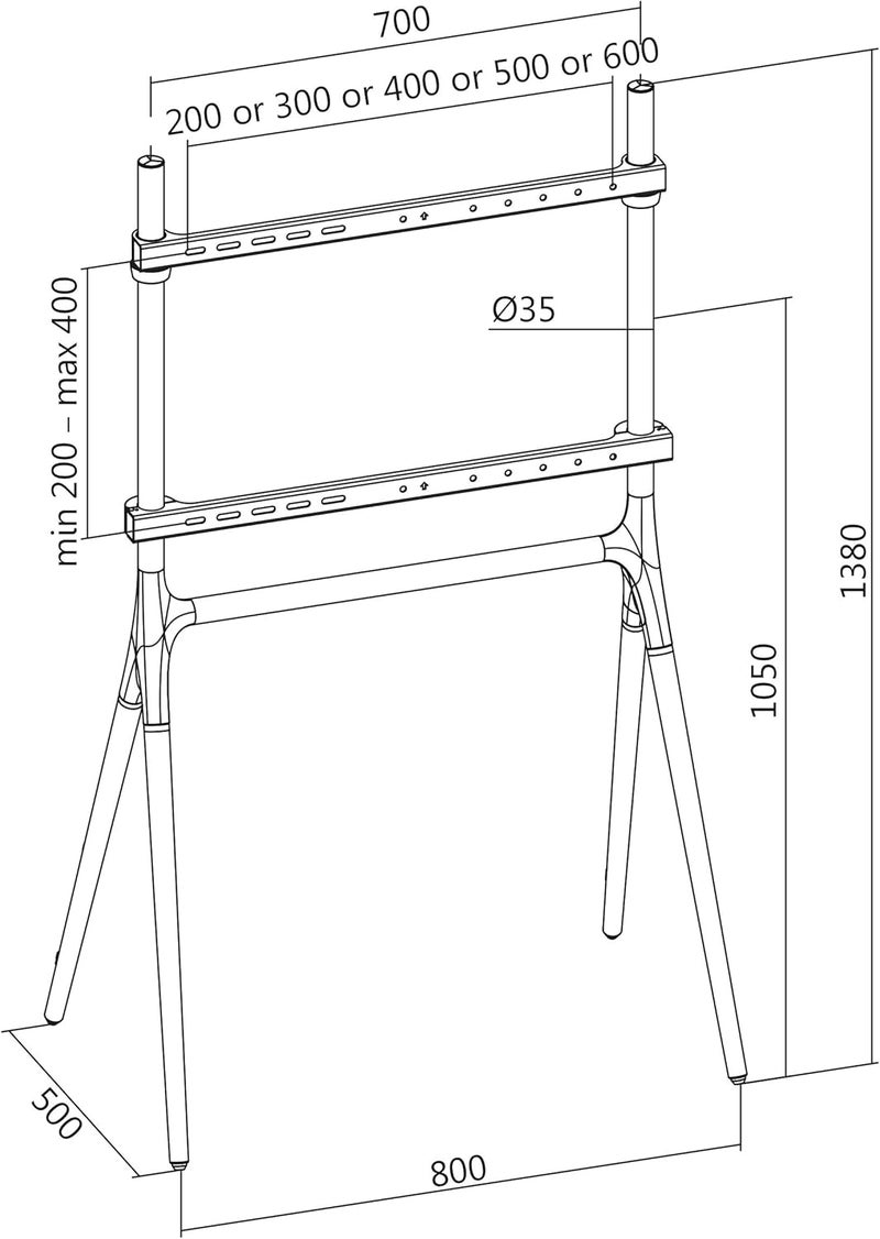 Logilink BP0078 TV Mount Stand 49-70 Inch 4 Walnut Legs - Image 2