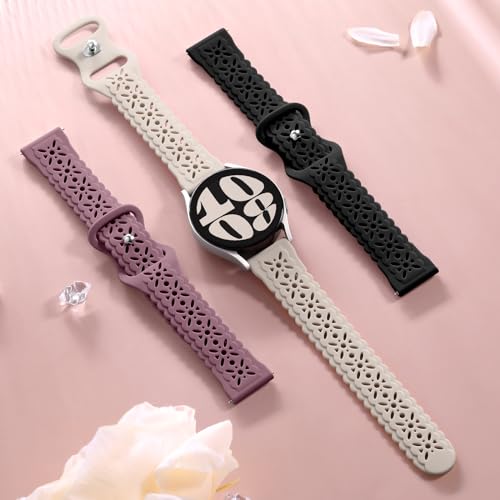 Dirrelo for Samsung Galaxy Watch 7 Band 44mm 40mm 6 Classic 4 5 Pro Watch 3 Bands Women Men, Breathable Sport Cute Lace Waterproof Silicone Strap for Summer Spring Solorful Dressy - Image 5