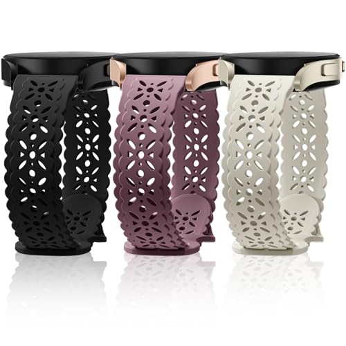 Dirrelo for Samsung Galaxy Watch 7 Band 44mm 40mm 6 Classic 4 5 Pro Watch 3 Bands Women Men, Breathable Sport Cute Lace Waterproof Silicone Strap for Summer Spring Solorful Dressy - Image 1