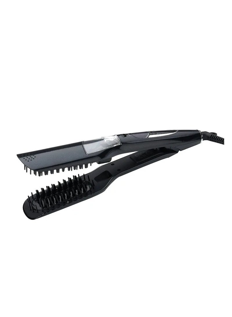 AROAQ Hair Flat Iron LCD Display Hair Steam Straightener brush Electric Dry & Wet Hair Iron Steam Straightening Comb Styling Tools - Image 1
