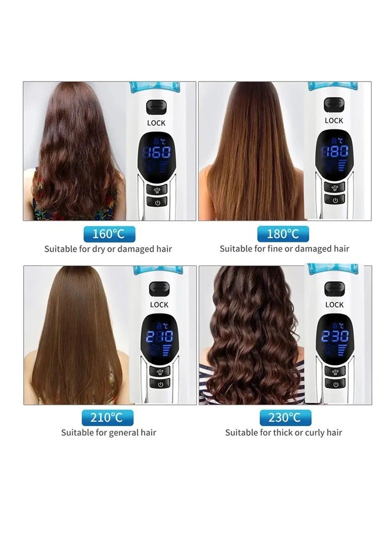 AROAQ Hair Flat Iron LCD Display Hair Steam Straightener brush Electric Dry & Wet Hair Iron Steam Straightening Comb Styling Tools - Image 2