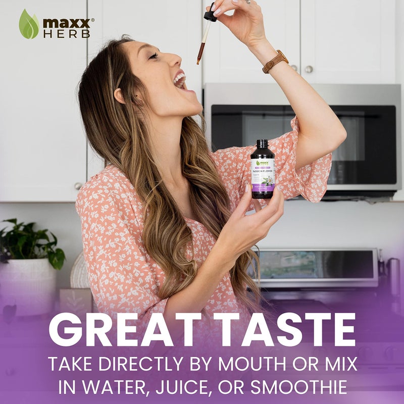 Maxx Herb Passion Flower Extract - Max Strength Passion-Flower Liquid Absorbs Better Than Capsules, for Relaxation and Stress Relief, Alcohol-Free - 4 Oz Bottle (60 Servings) - Image 4