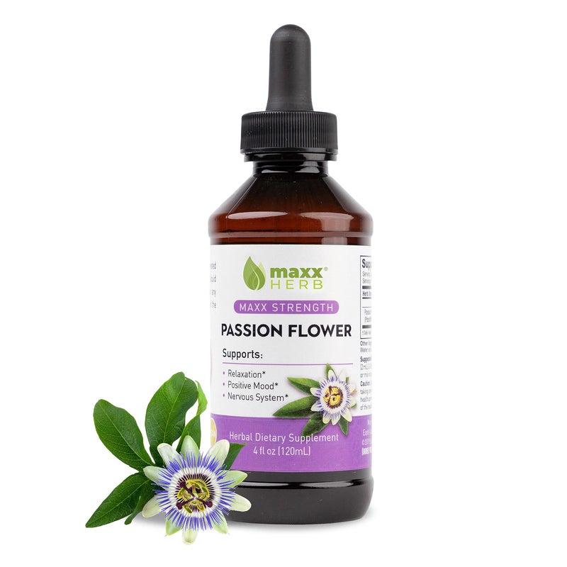 Maxx Herb Passion Flower Extract - Max Strength Passion-Flower Liquid Absorbs Better Than Capsules, for Relaxation and Stress Relief, Alcohol-Free - 4 Oz Bottle (60 Servings) - Image 1