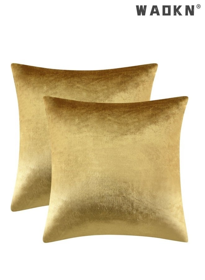 دبليو أيه أو كي أن 2 مجموعات من الذهب الايطالية المخملية الديكور تعتمد على وسادة يغطي 45x45 سم أريكة غرفة المعيشة نمط الشرق الأوسط ديكور المنزل مربع وسادة يغطي ، مزرعة أنيقة لينة وناعمة وسادة يغطي  - Image 1