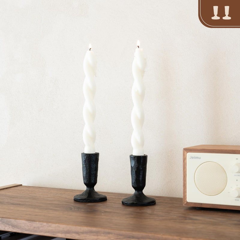 WOLAOJA Candle Sticks Holder Decor, Set of 2 Vintage Black Candle Holders, Modern Decorative Tapered Candlestick Holders Centerpiece for Dining Table Centerpiece, Wedding, Party Decor - Image 2