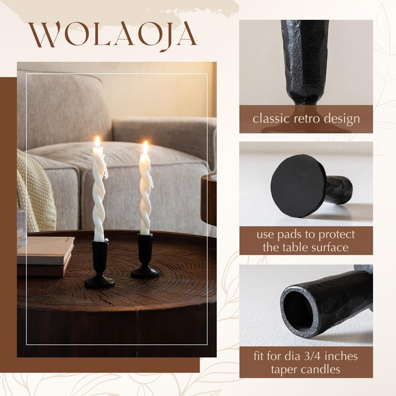 WOLAOJA Candle Sticks Holder Decor, Set of 2 Vintage Black Candle Holders, Modern Decorative Tapered Candlestick Holders Centerpiece for Dining Table Centerpiece, Wedding, Party Decor - Image 5