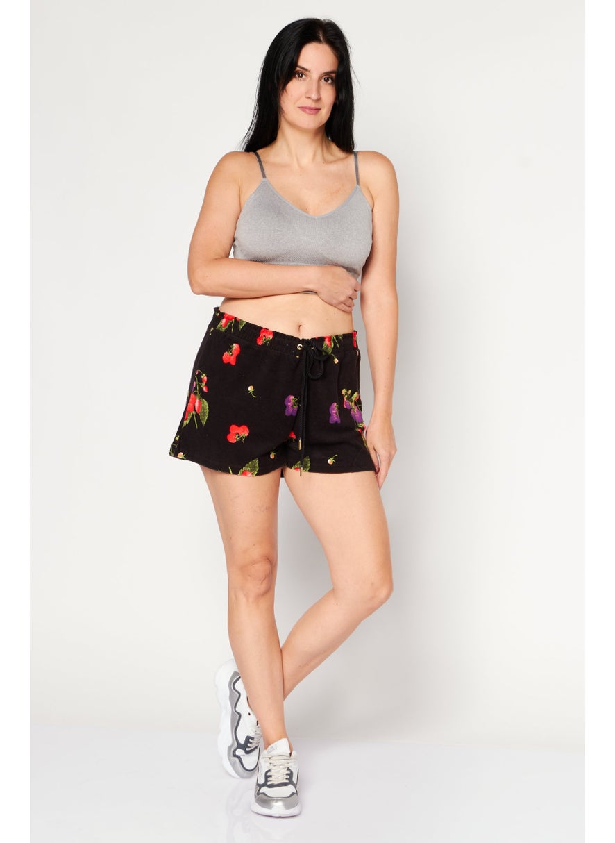 Juicy Couture Women Regular Fit  Floral Print Basic Short, Black  - Image 2