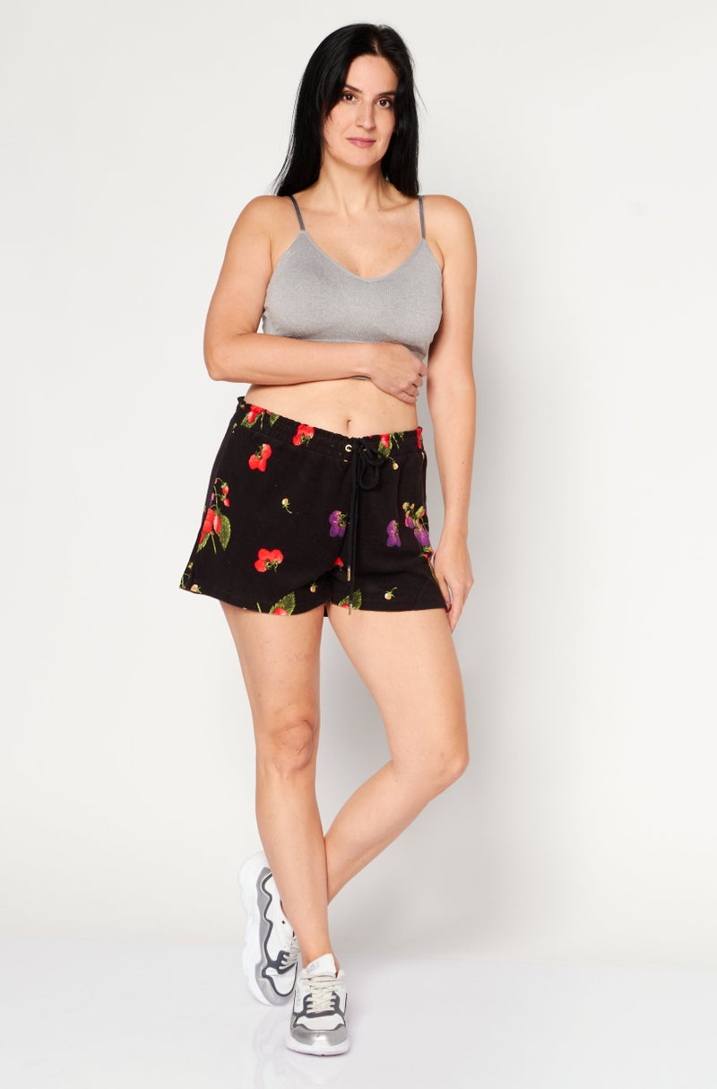 Juicy Couture Women Regular Fit  Floral Print Basic Shorts, Black - Image 2