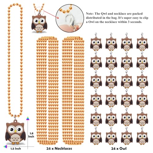 CiciBear 24 Pack Owl Necklace Party Favors with Mardi Gras Beads for Forest Friends Woodland Animals Party Favors Home Decorations Birthday Celebrations - Image 5