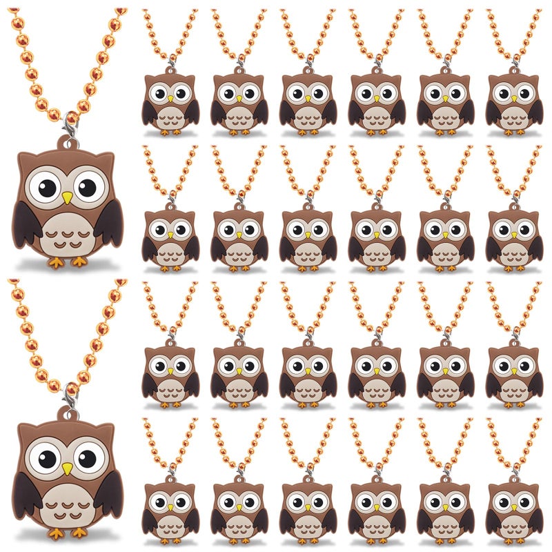 CiciBear 24 Pack Owl Necklace Party Favors with Mardi Gras Beads for Forest Friends Woodland Animals Party Favors Home Decorations Birthday Celebrations - Image 3