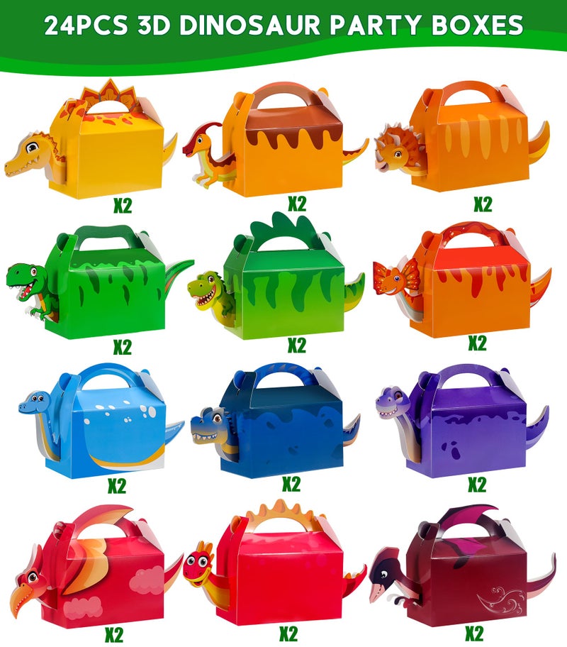 PLOUGVI 24PCS 3D Dinosaur Gift Boxes for Dino Birthday Party Favors Decorations Supplies - Image 2