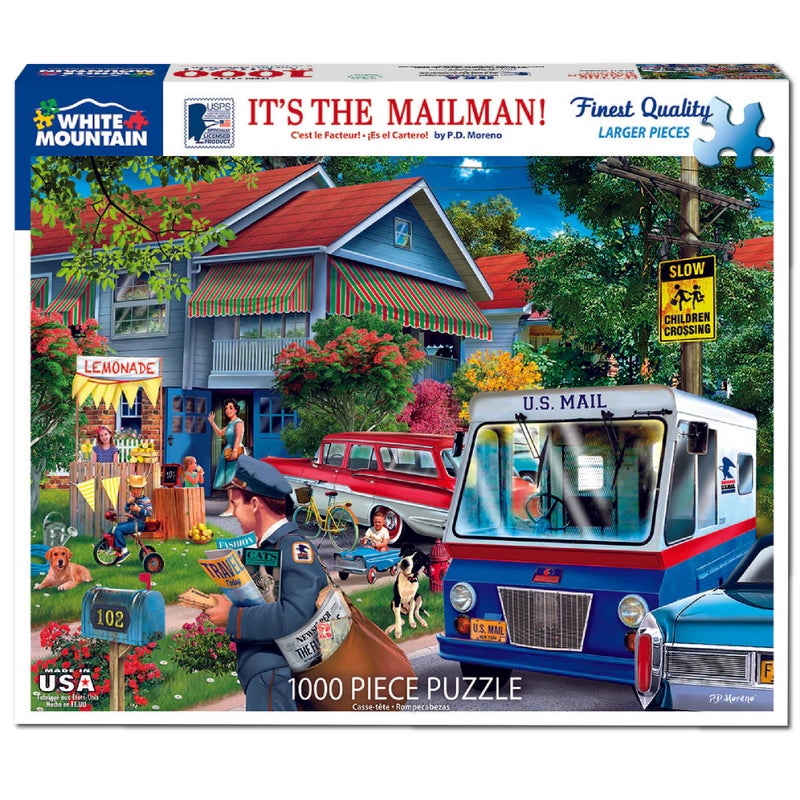 White Mountain It'S The Mailman Puzzles For Adults 1000 Pieces Jigsaw Puzzle For Summer - Image 2