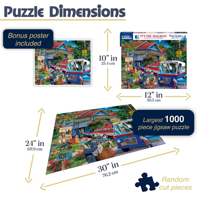 White Mountain It'S The Mailman Puzzles For Adults 1000 Pieces Jigsaw Puzzle For Summer - Image 3