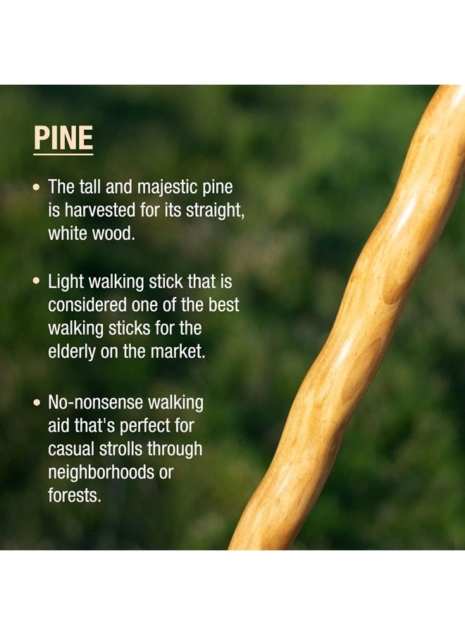 Brazos Handcrafted Wood Walking Stick, Twisted Pine, Trekker Style Handle, for Men & Women, Made in the USA, Brown, 55" - Image 2