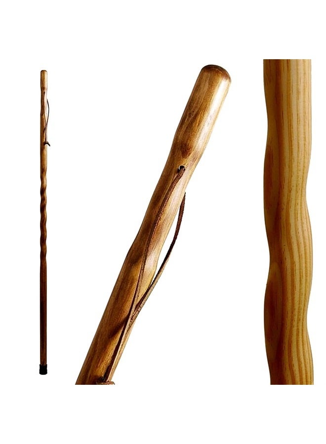 Brazos Handcrafted Wood Walking Stick, Twisted Pine, Trekker Style Handle, for Men & Women, Made in the USA, Brown, 55" - Image 1