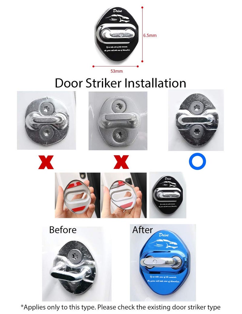 LIGHTKOREA Stainless Steel Metal Car Door Striker Lock Latches Protector Cover Dress up Accessories Pack of 4 Compatible with Toyota Honda Hyundai Kia Vehicles Silver - Image 4