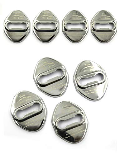 LIGHTKOREA Stainless Steel Metal Car Door Striker Lock Latches Protector Cover Dress up Accessories Pack of 4 Compatible with Toyota Honda Hyundai Kia Vehicles Silver - Image 1